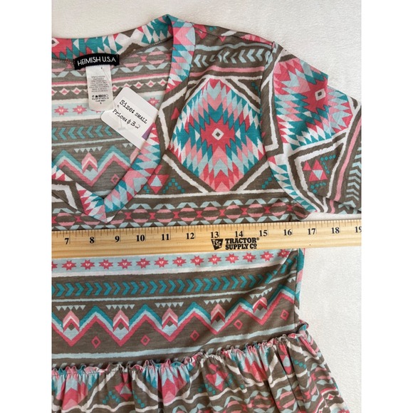 Heimish USA Brown Aztec Print‎ Short Sleeve Mini Dress - Size Small New Boutique - Picture 2 of 7